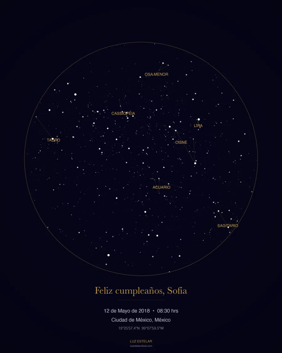 Mapa estelar de cumplea&ntilde;os personalizado